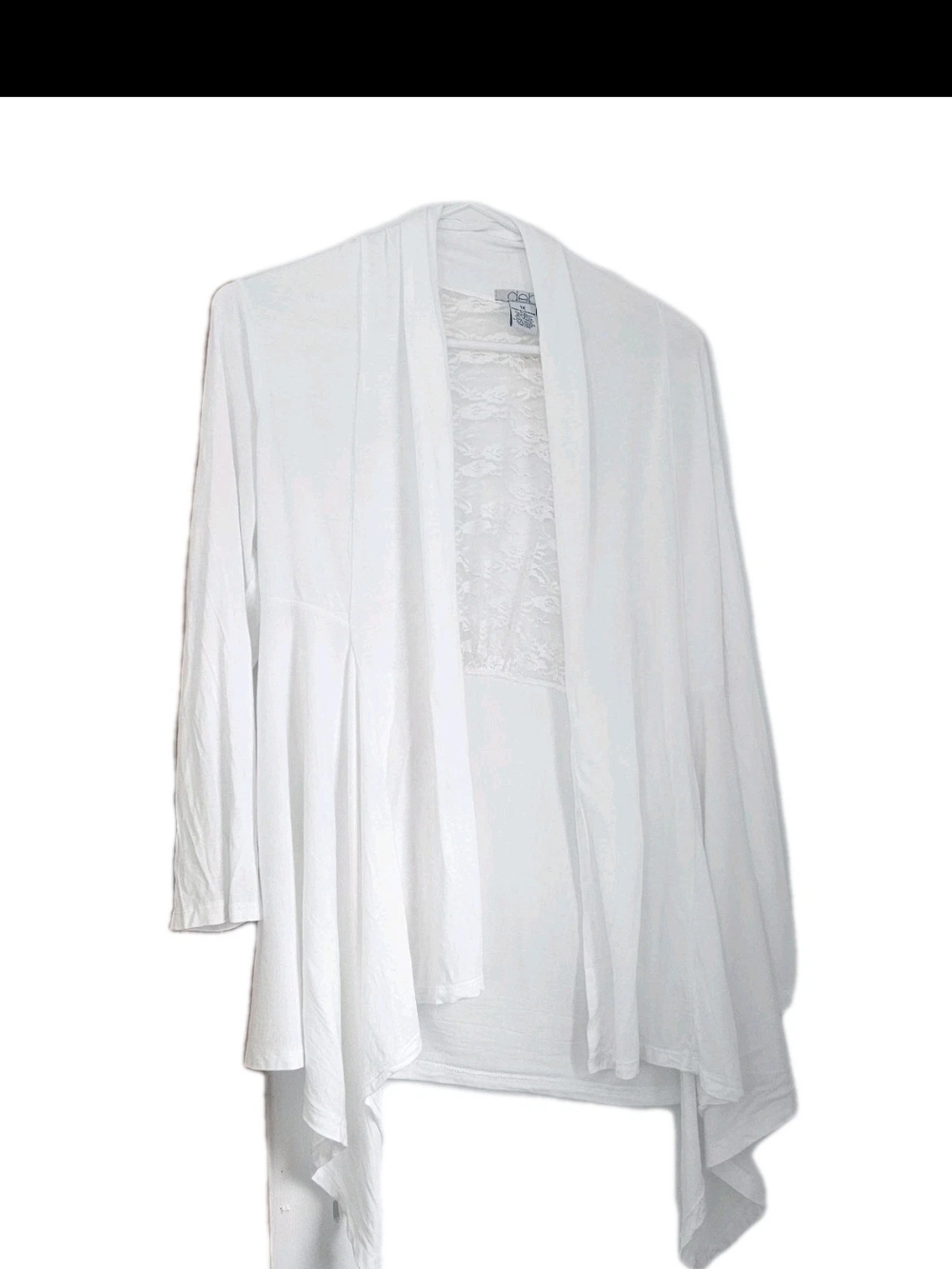 Vintage Y2K Deb Women's White Lace Accent Long Sleeve Rayon  Plus Size Top 1X